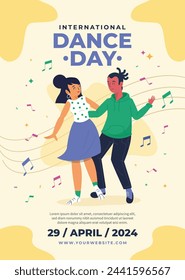 International Dance Day Celebration. International dance day Background.  April 29. Vector illustration design for Poster, Banner, Flyer, Card, Post, Cover, Greeting, Competition, Event. Dancer.