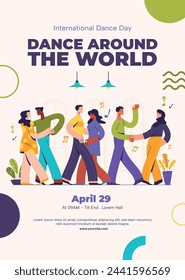 International Dance Day Celebration. International dance day Background.  April 29. Vector illustration design for Poster, Banner, Flyer, Card, Post, Cover, Greeting, Competition, Event. Dancer.