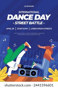 International Dance Day Celebration. International dance day Background.  April 29. Vector illustration design for Poster, Banner, Flyer, Card, Post, Cover, Greeting, Competition, Event. Dancer.