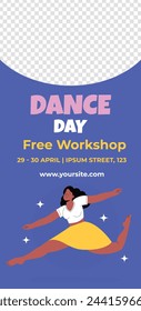 International Dance Day Celebration. International dance day Background.  April 29. Vector illustration design for Poster, Banner, Flyer, Card, Post, Cover, Greeting, Competition, Event. Dancer.