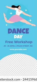 International Dance Day Celebration. International dance day Background.  April 29. Vector illustration design for Poster, Banner, Flyer, Card, Post, Cover, Greeting, Competition, Event. Dancer.