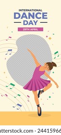 International Dance Day Celebration. International dance day Background.  April 29. Vector illustration design for Poster, Banner, Flyer, Card, Post, Cover, Greeting, Competition, Event. Dancer.