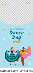 International Dance Day Celebration. International dance day Background.  April 29. Vector illustration design for Poster, Banner, Flyer, Card, Post, Cover, Greeting, Competition, Event. Dancer.