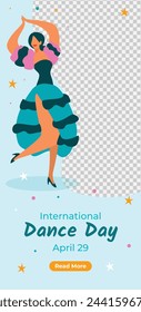 International Dance Day Celebration. International dance day Background.  April 29. Vector illustration design for Poster, Banner, Flyer, Card, Post, Cover, Greeting, Competition, Event. Dancer.