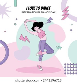 International Dance Day Celebration. International dance day Background.  April 29. Vector illustration design for Poster, Banner, Flyer, Card, Post, Cover, Greeting, Competition, Event. Dancer.