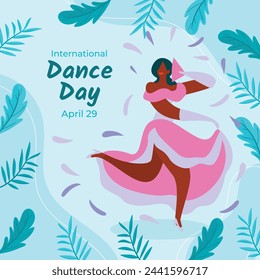 International Dance Day Celebration. International dance day Background.  April 29. Vector illustration design for Poster, Banner, Flyer, Card, Post, Cover, Greeting, Competition, Event. Dancer.