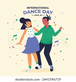 International Dance Day Celebration. International dance day Background.  April 29. Vector illustration design for Poster, Banner, Flyer, Card, Post, Cover, Greeting, Competition, Event. Dancer.