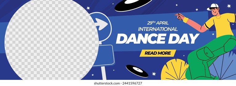 Celebración del Día Internacional de la Danza. Día Internacional de la Danza Antecedentes.  29 de abril. Diseño de ilustración vectorial para póster, banner, flyer, tarjeta, poste, cubierta, saludo, competencia, evento. Bailarina.