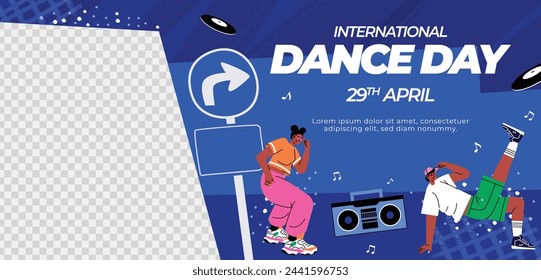 International Dance Day Celebration. International dance day Background.  April 29. Vector illustration design for Poster, Banner, Flyer, Card, Post, Cover, Greeting, Competition, Event. Dancer.