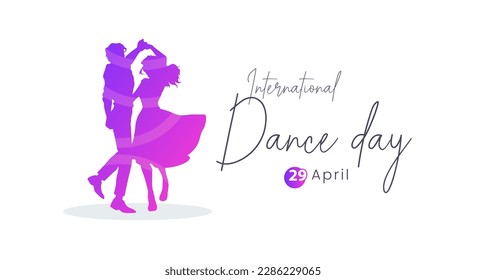 celebración del día internacional de la danza. fiesta de baile, 29 de abril. siluetas de mujeres y hombres bailarines