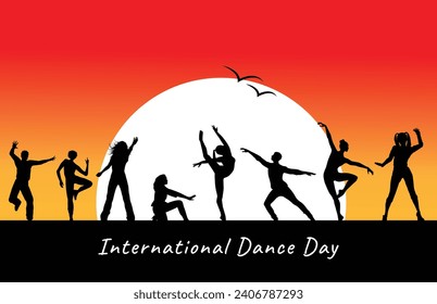 International dance day greeting banner. Flat vector illustration for dance studio