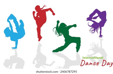 International dance day greeting banner. Flat vector illustration for dance studio