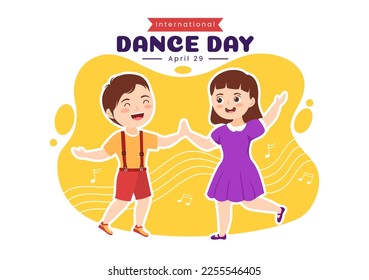 International Dance Day Illustration with Professional Kids Dancing Performing in Flat Cartoon Hand Drawn for Landing Page Templates