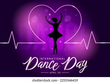 International Dance Day Illustration with Professional Dancing Performing Couple or Single in Flat Cartoon Hand Drawn for Landing Page Templates