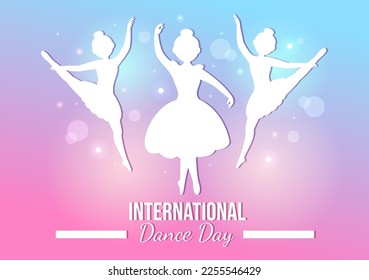 International Dance Day Illustration with Professional Dancing Performing Couple or Single in Flat Cartoon Hand Drawn for Landing Page Templates