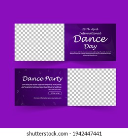 International Dance Day. Dance day party poster and banner template. Banners vector for social media ads, web ads, business messages, discount flyers and big sale banner.