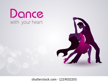 International Dance Day Vector Illustration with dancing couple on white background. Design template for banner, flyer, invitation, brochure, poster or greeting card.