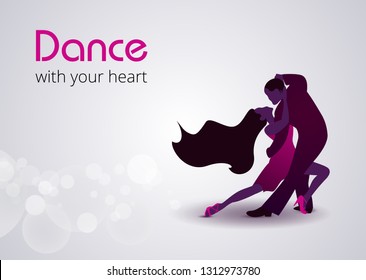 International Dance Day. Vector Illustration with dancing couple  dance tango on white background. Vector poster perfect for dance studio, performance. Flyer, invitation, poster or greeting card