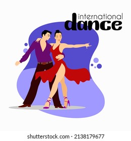 International dance day, vector illustration, Template design for banner, flyer, invitation, brochure, poster or greeting card.  An illustration of a beautiful dancing couple, April 29 th