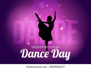 International Dance Day Vector Illustration on 29 April with Professional Dancing Performing Couple or Single at Stage in Flat Cartoon Background