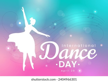 International Dance Day Vector Illustration on 29 April with Professional Dancing Performing Couple or Single at Stage in Flat Cartoon Background
