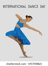International dance day. Vector template with beautiful women for card, poster or flyer.