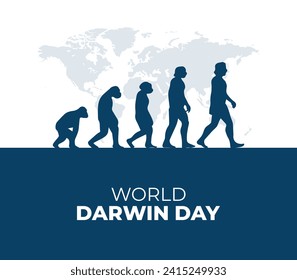 International Darwin Day. February 12. Holiday concept. Template for background with banner, poster and card. Vector illustration.