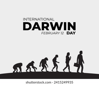 International Darwin Day. February 12. Holiday concept. Template for background with banner, poster and card. Vector illustration.