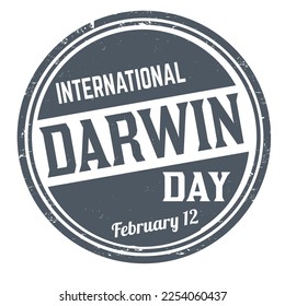 International Darwin day grunge rubber stamp on white background, vector illustration