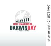 International Darwin Day vector illustration. Science and Humanity Day. Poster, celebrating the birthday of scientist Charles Darwin. International Science and Humanities Day.