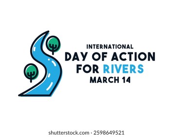 International Day of Action for Rivers. March 14. River with tree icon. Flat design vector. Eps 10.