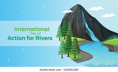 International Day of Action for Rivers on March 14 business brochure flyer banner design horizontal template vector, cover presentation abstract, modern publication poster and flag-banner.