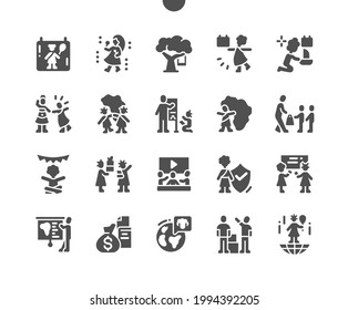 International Day of the African Child 16 June. African family. Calendar. Sixteenth of june. Protection. Charity organisations. Vector Solid Icons. Simple Pictogram