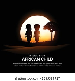 international day of the african child creative poster, banner, social media post, postcard, background, backdrop, template, greetings card, web banner, cover design etc.