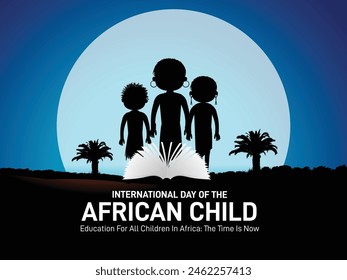 international day of the african child.  Education for all children in Africa: the time is now. international day of the african child creative banner, poster, social media post, backdrop etc, 