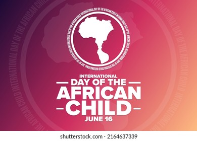 International Day of the African Child. June 16. Holiday concept. Template for background, banner, card, poster with text inscription. Vector EPS10 illustration