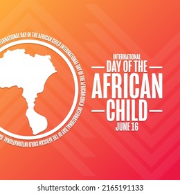 International Day of the African Child. June 16. Holiday concept. Template for background, banner, card, poster with text inscription. Vector EPS10 illustration