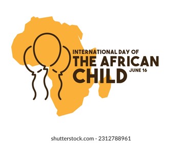 Día Internacional del Niño Africano. 16 de junio. Icono de línea de globos. Vector de diseño plano. Eps 10.