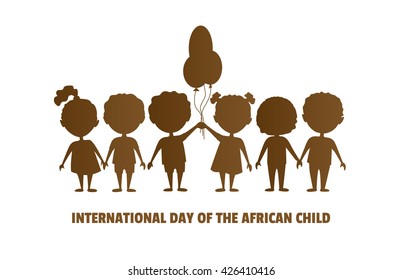 International Day of the African Child.16 June.Silhouettes of children.