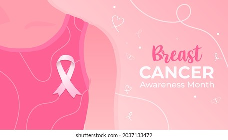 International day Against Breast Cancer awareness month with flat women illustration