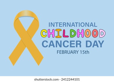 International Day against Childhood Cancer. February, 15. Template for background, banner, postcard, poster with text inscription and ribbon. Vector illustration