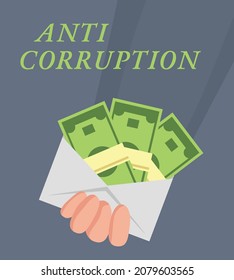 International Day Against Corruption, 9 December. poster or publication on the Internet. Vector cartoon illustration.