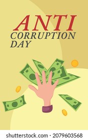 International Day Against Corruption, 9 December. poster or publication on the Internet. Vector cartoon illustration.