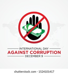 International Day Against Corruption with Stop Corruption symbol. Design International Day Against Corruption poster or banner vector background. Vector illustration EPS.8 EPS.10