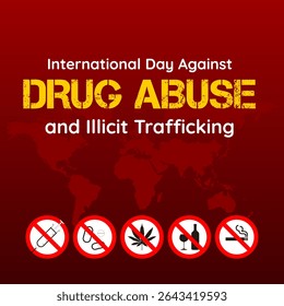 International Day Against Drug Abuse and Illicit Trafficking illustration – Anti-narcotics awareness poster template to avoid drug use.