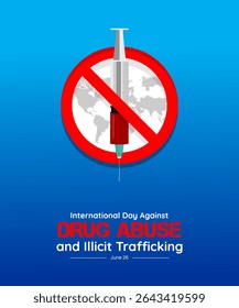 International Day Against Drug Abuse and Illicit Trafficking illustration – Anti-narcotics awareness poster template to avoid drug use.