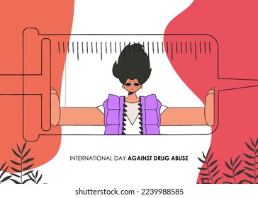 International Day Against Drugs banner. The guy inside the syringe.