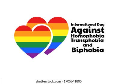 El Día Internacional contra la Homofobia, Transfobia y Bifobia. 17 de mayo. IDAHOT.Concepto de vacaciones. Plantilla para fondo, banner, tarjeta, afiche con inscripción de texto. Ilustración EPS10 del vector