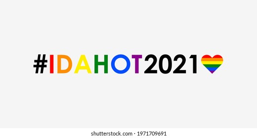 The International Day Against Homophobia, Transphobia and Biphobia. #IDAHOT. Horizontal poster with a heart painted in the colors of the LGBT flag. Vector illustration in flat style. Eps 10.