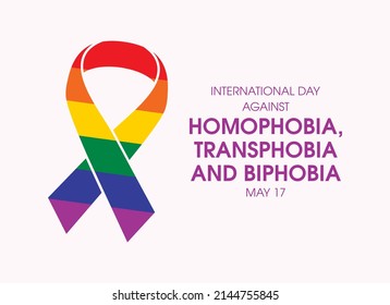 International Day Against Homophobia, Transphobia And Biphobia Vector. LGBT Rainbow Pride Flag Awareness Ribbon Icon Vector. Gay Pride Symbol Ribbon Vector. May 17. Important Day